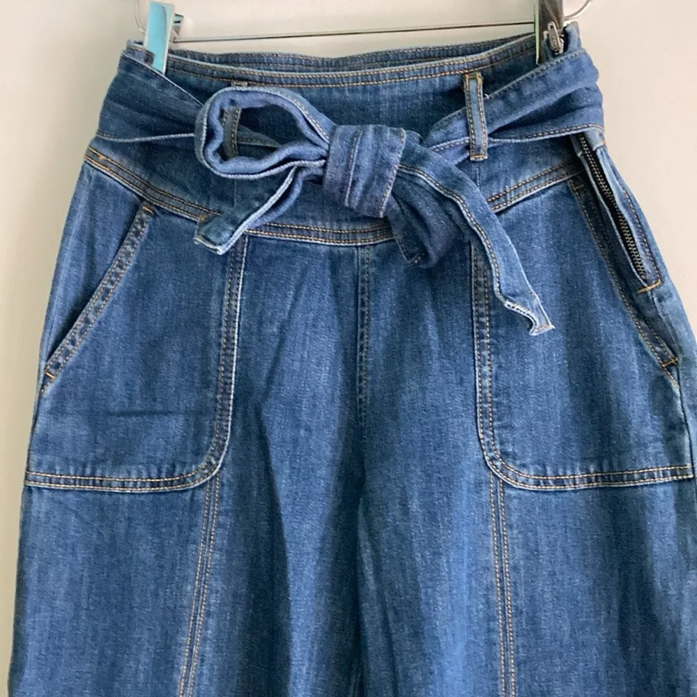 Pilcro Anthropologie Size 26 Women’s Wide Leg Crop Denim Pants Jeans